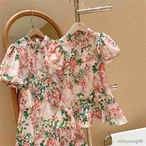 Mädchen Kleider Mutter und Ich Kleidung Kurzarm Kleid Kinder Baby Chinesischen Cheongsam Mutter Tochter Kleidung Prinzessin R230612