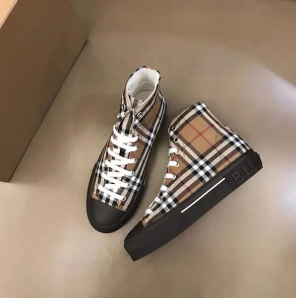 Sapatos masculinos casuais xadrez de algodão sapatos de cano alto tênis designer impresso lona letras impressas sapatos casuais internet celebridade design de moda