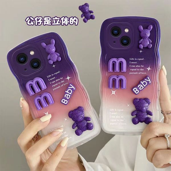 Letras de urso coloridas de design para iPhone 14 13 12 Pro 11 14 Capa de telefone resistente a quedas