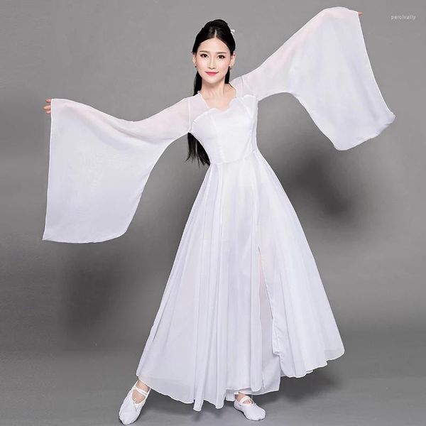 Ethnische Kleidung im chinesischen Stil Hanfu-Kleid Frauen Volkstanzkostüm Weitärmeliges Chiffon Traditionelle Party Alte Fee Bühnenoutfits