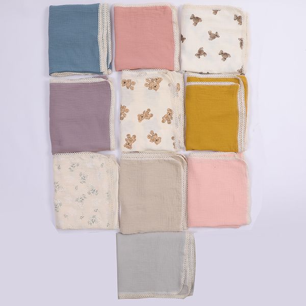 Baby Swaddling Swaddle NewbornGauze Lace Wrap Infant INS Passeggino stampato Copertura per parabrezza Coperte traspiranti Toddler Swaddle Soft Bath Towel Robes BC749-2