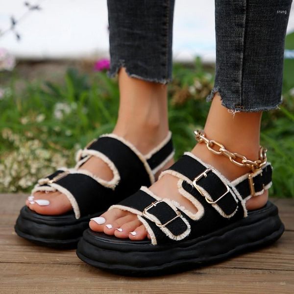 Sandalen 2023 Trend Mode Frauen Wohnungen Plattform Casual Schuhe Walking Sport Hausschuhe Sommer Laufen Flip-Flops Slides