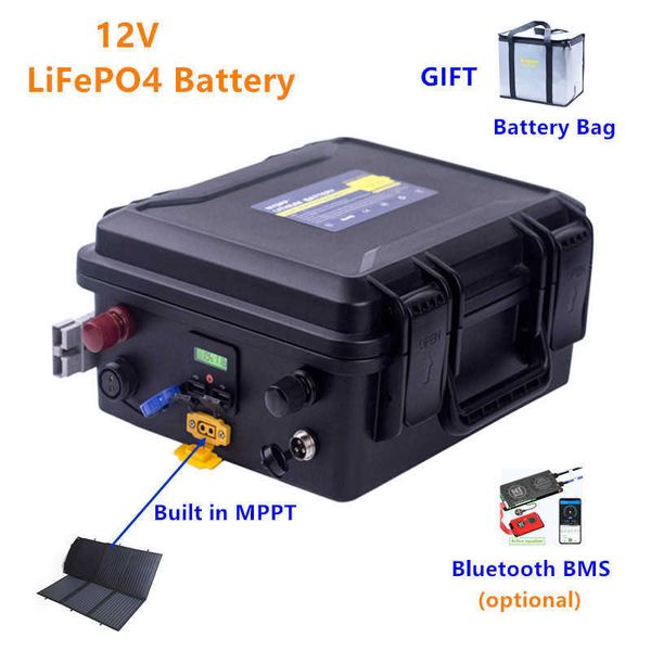 12V LiFePO4 80AH/100AH/120AH bateria 12v bateria de fosfato de ferro de lítio Construído em MPPT à prova d'água para motor inversor de painel solar