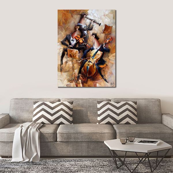 Abstract Canvas Art Oboe e violino dipinto a olio artigianale Modern Decor Studio Apartment