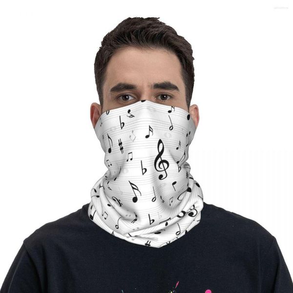 Cachecóis Música Musical Notas Bandana Pescoço Gaiter Impresso Músico Cachecol Mágico Multifuncional Headwear Equitação Para Homens Mulheres Adulto