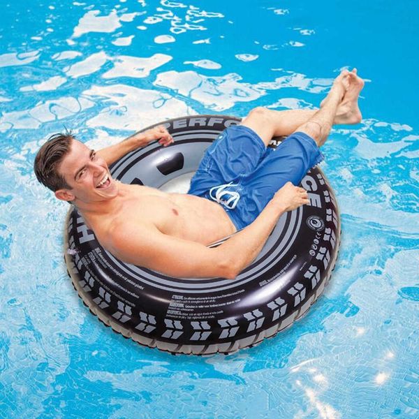Flutuadores Tubos infláveis para natação 90 cm piscina anel flutuante design de pneu PVC portátil adulto brinquedos para esportes aquáticos equipamento de natação P230612