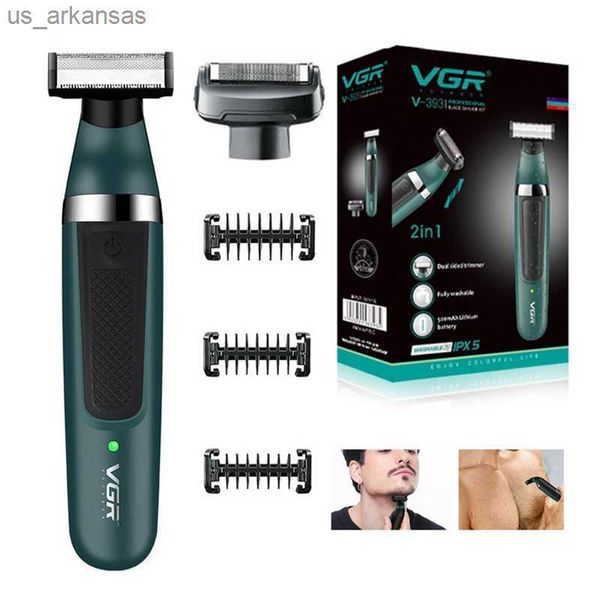 VGR 2 em 1 Barbeador Elétrico Rosto+Corpo para Homens Kit de Aparamento de Barba Aparador Corporal Recarregável Barbeador Elétrico Molhado Seco Lavável L230523