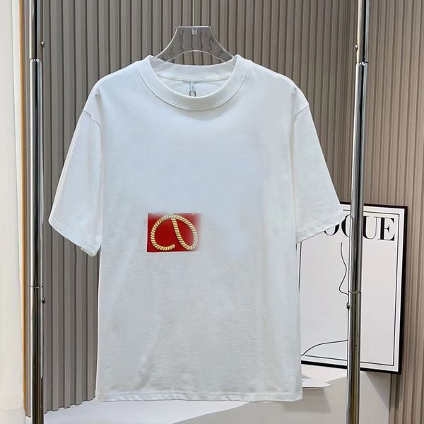 magliette da uomo firmate magliette da donna Maglietta famosa da uomo di alta qualità Colletto tondo Stampa lettera Logo in oro con sfondo rosso Manica corta Nero Bianco Uomo Donna Tees