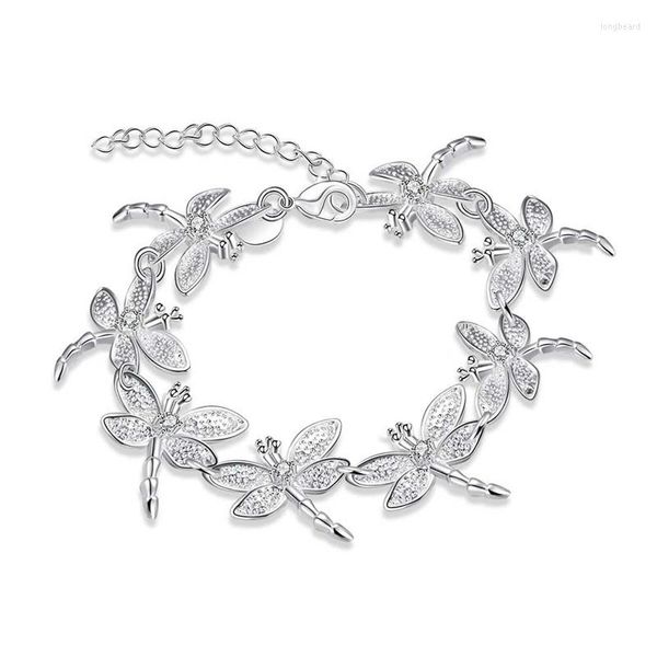 Charm Bracelets Fashion Dragonfly Silver Color Bracelet Com Zircon Pretty Cute Party Gift For Woman Top Quality Factory Outlet H121