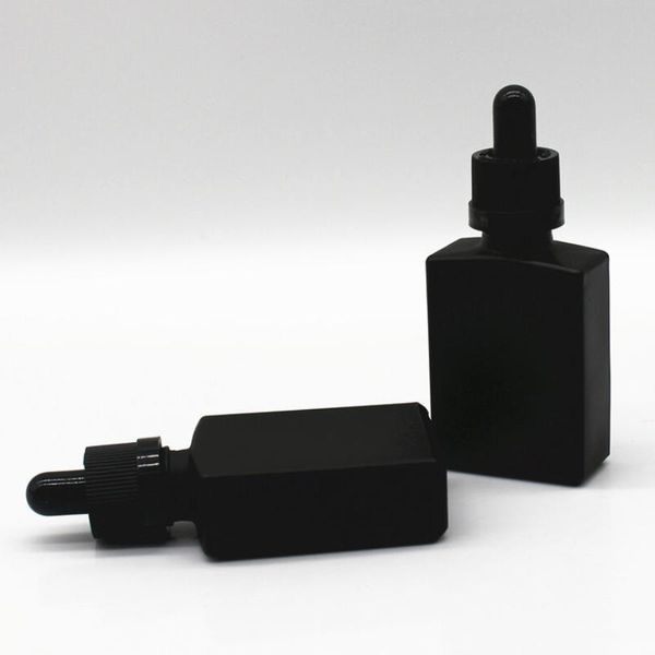 Flacone contagocce per pipetta di reagente liquido in vetro smerigliato nero da 30 ml Contenitore per profumo di olio essenziale quadrato Spruu