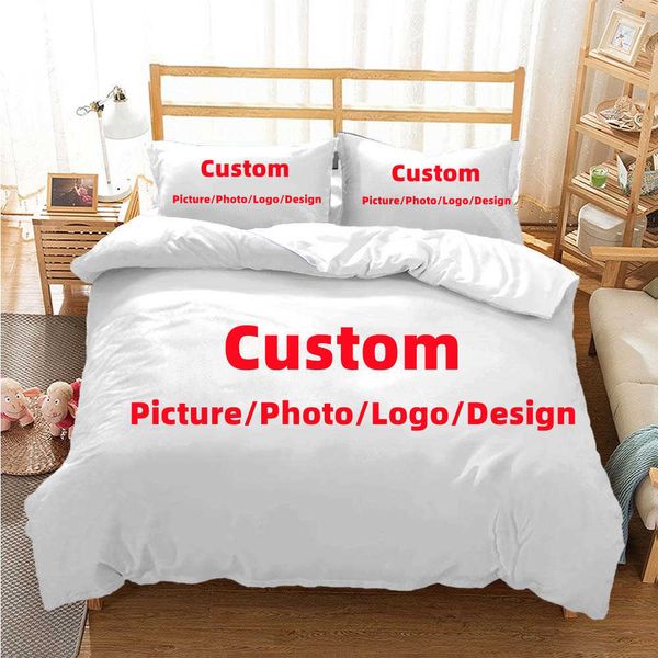 Bettwäsche-Sets, personalisierter individueller Bettbezug mit Hüllen, Mikrofaser, individuelles Foto, 3D-Digitaldruck, Bettwäsche-Set, Twin, Voll, Königin, König Z0612