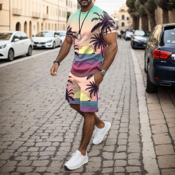 Agasalhos masculinos roupa de verão praia manga curta camisa estampada terno suítes formais para smoking conjunto inflável