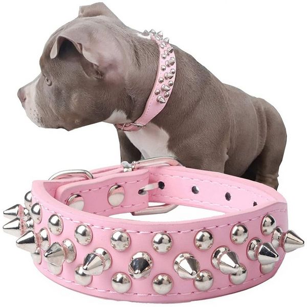 Anti-morso a spillo con borchie collare per cani in pelle PU per cani sport imbottito bulldog pug cucciolo collari per cani di grossa taglia forniture per animali domestici