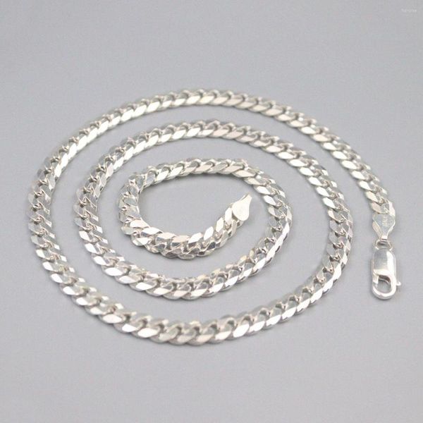 Catene Real Silver 925 Collana per uomo Solid Curb Chain 5.5mm Domineering Jewelry Boyfriend Gift 20inchL