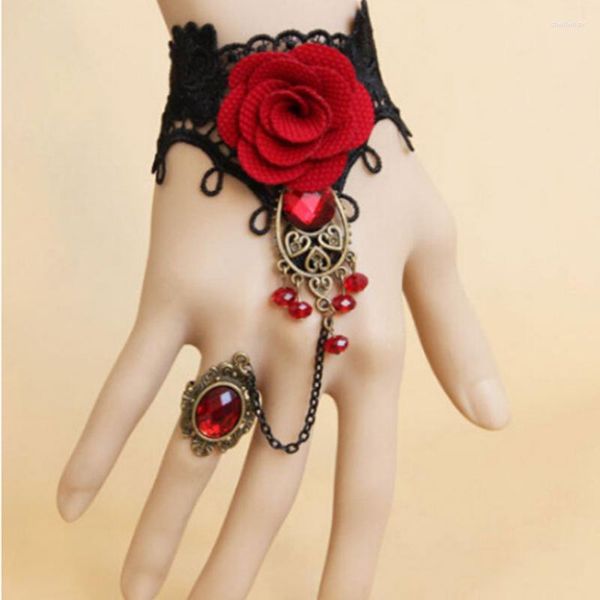 Charm Bracelets 1PC Sale Retro Gothic Women Bracelet Renda Flor Mão Escravo Cadeia Temperamento Presente