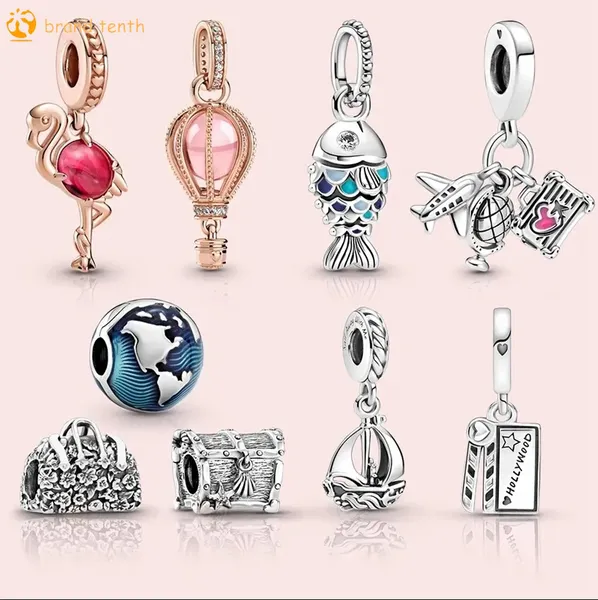 925 Sterling Silber für Pandora-Charms, authentische Perlenanhänger, Damen-Armbänder, Perlenherstellung, Schildkröten-Fisch-Charms, Perlen