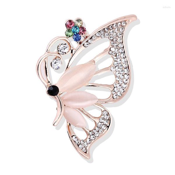 Broschen Opal Kristall Schmetterling Für Frauen Elegante Strass Insekt Brosche Pins Mode Bijouterie Hochzeit Schmuck