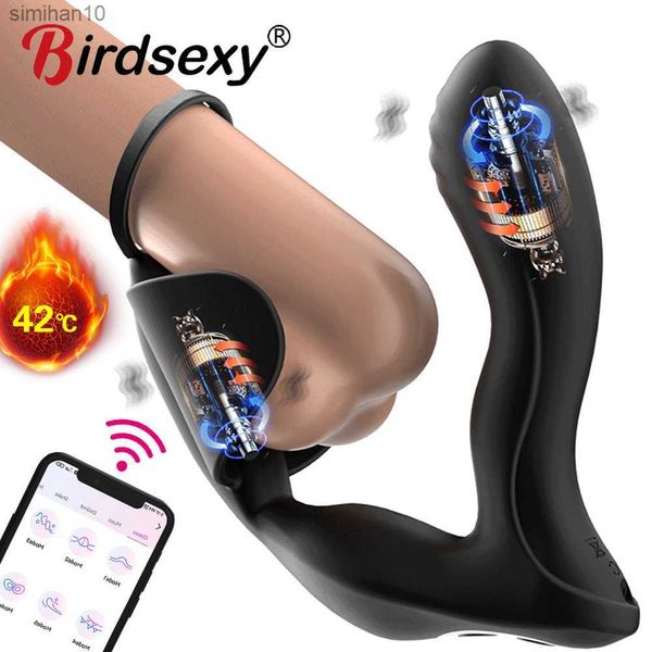 Dual Motor Prostata Massagegerät Dildo Vibrator für Männer Anal Plug Sex Spielzeug Smart Heizung App Control Männlicher Masturbator Erwachsene Sex Spielzeug L230518