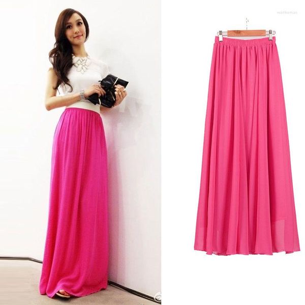 Gonne Faldas Mujer Moda 2023 Gonna in chiffon Donna Lungo Jupe Femme Fantasia Boemia Elegante Maxi Saias Outwear Alta qualità