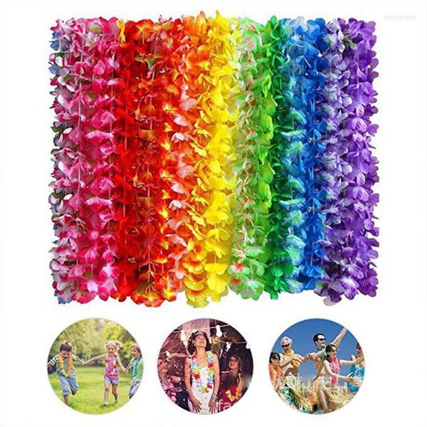 Dekoratif Çiçekler Yapay Kolye Hawaii Güzel Hawaiian Çelenk El Yapımı 36 PCS Parti Malzemeleri Polyester Kumaş Düğün Dekorasyon