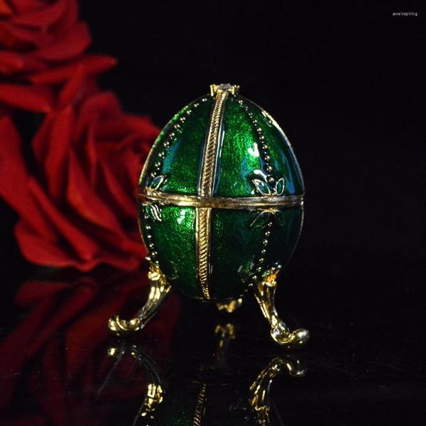 Bolsas para joias Qifu verde pequena caixa de ovo Fabergé para presente