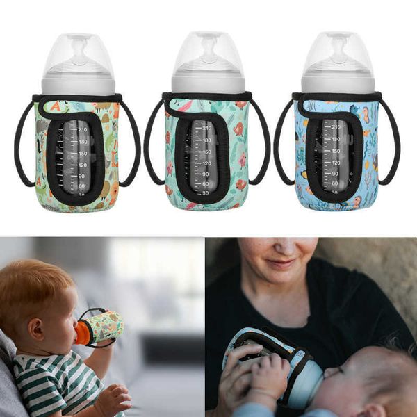 Mamadeiras # Tampa antiescala de enfermagem garrafa de bebida de bebê dos desenhos animados frasco a vácuo bolsa térmica G220612