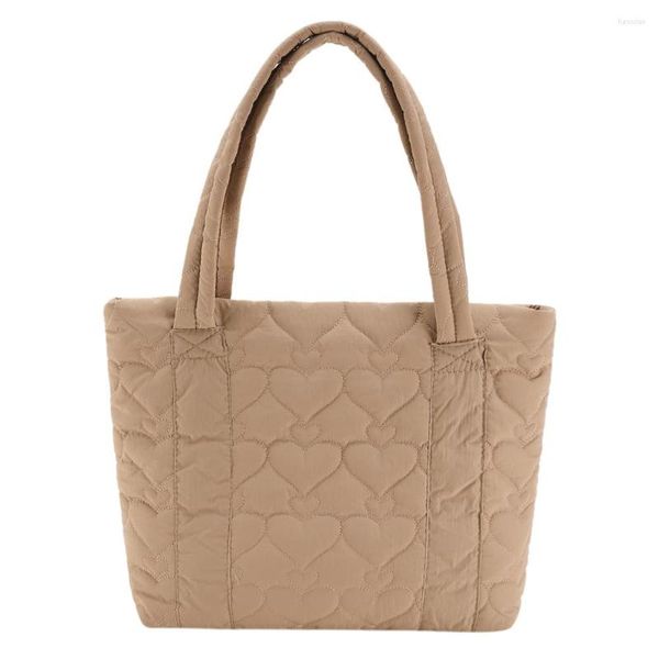 Borse da sera Love Quilted Ladies Tote Borsa imbottita in cotone di grande capacità Tinta unita Moda Semplice nylon Elegante per le vacanze del fine settimana