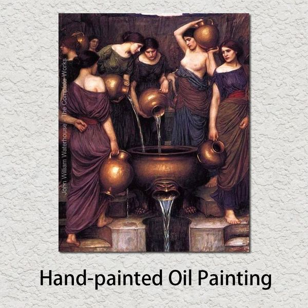 Wandkunst, handgemalt, The Danaides John William Waterhouse, Leinwand-Ölgemälde für Büro, Zimmer, Wanddekoration, Geschenk