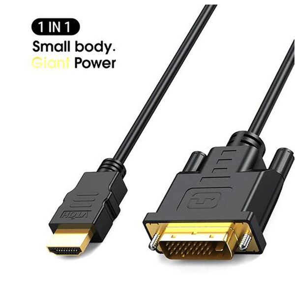 HDMI-auf-DVI-Kabel, Videokabel, vergoldetes Hochgeschwindigkeits-1080P-3D-DVI-D-24+1-poliges Kabel für HDTV 1080P HD-Splitter-Umschalter, Projektor, TV-Box, Monitor, männlich-weibliche Linie, 1 m, 1,5 m, 2 m, 3 m