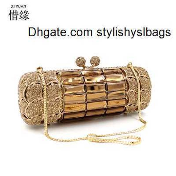 Totes XIYUAN Gold Diamond Wedding Dress Bags Bridal Crystal Handbags Metal Women Strass Clutch Purse Designer Evening Bags