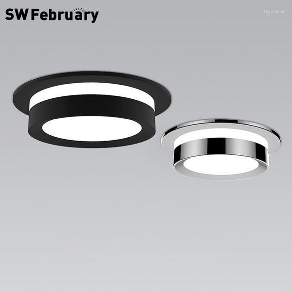 Deckenleuchten SWFebruary Weiß/Golden/Silber/Schwarz LED-Downlight-Spot-Licht 5W 7W 9W 12W Dimmbar AC110-220V Einbau-Innenbeleuchtung