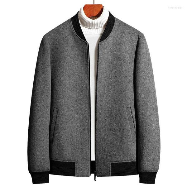 Мужские куртки Lansboter Grey Мужская шерстяная куртка твердый цвет универсальный средний и молодой бейсбольный воротник шерстяной кусок.