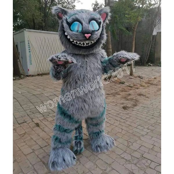 Alta qualidade Cheshire cat Mascote Traje Simulação Personagem de Desenho Animado Roupa Terno Carnaval Adultos Festa de Aniversário Roupa Fantasia para Homens Mulheres