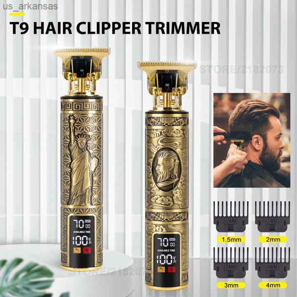 Nova máquina de cortar cabelo T9 LCD digital aparador de cabelo para homens máquina de corte de cabelo barbeador barbeador elétrico ferramenta de estilo de cabelo cortador de grama