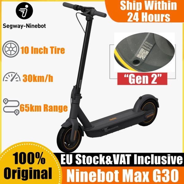 EU-Aktie Original Ninebot von Segway MAX G30 Smart Elektroroller die neueste Version KickScooter faltbares Doppelbrems-Skateboard G30P Max. 30 km/h mit APP Gen2 Neueste