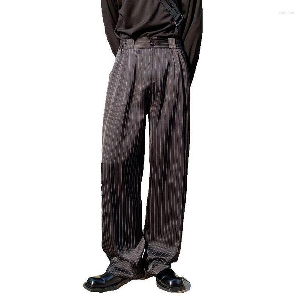 Pantaloni da uomo 2023Stripe Leg Fashion Uomo Casual Suit Wide Trend Satin Coreano Streetwear Pantaloni vintage Uomo Dritto Nero Bianco