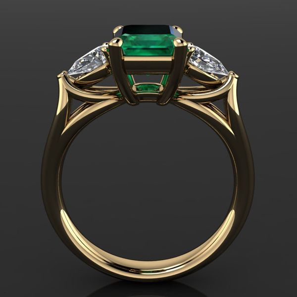 Anello solitario Gioielli in oro 14k Anello con smeraldo verde per donna Bague Diamant Bizuteria Anillos De Pure Emerald Gemstone Anello in oro 14k per donna 230609