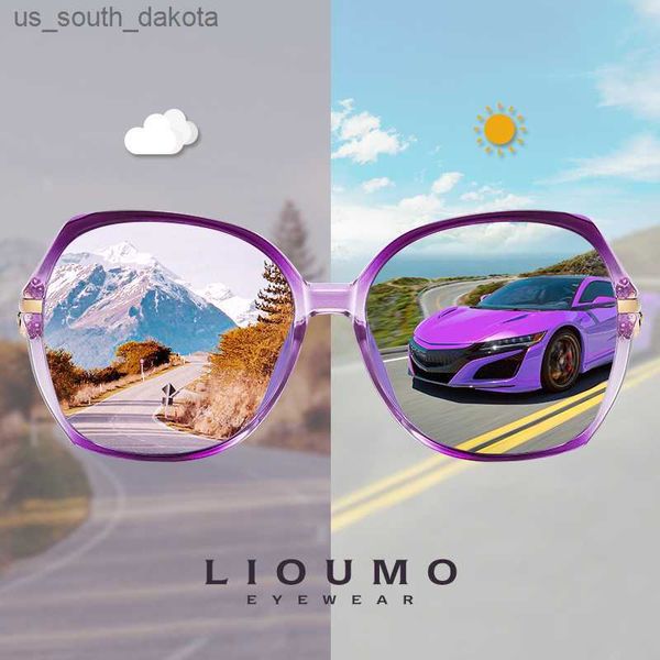 LIOUMO 2021 Fashion Sunglasses Women Polarized Photochromic Sun Glasses Luxury Ladies Goggle Chameleon UV400 lunette de soleil L230523