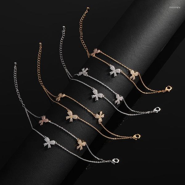 Charm Bracelets Funmode Arrival 3 Bowknot Shape Link Chain For Women Bijoux Inoxydable Femme Wholesale FB91