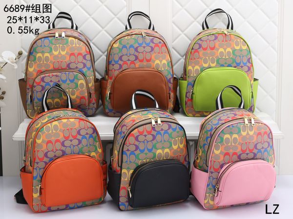 Mochila de designer feminina padrão de personalidade casual sênior material de couro de lona à prova d'água design mochila de luxo