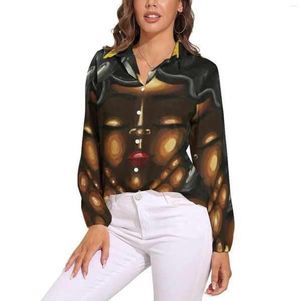 Damenblusen Afrikanische Frau Bluse Aliya Michelle Office Design Damen Langarm Streetwear Shirt Herbst Oversize Kleidung