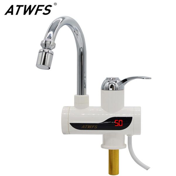 Riscaldatori ATWFS senza serbatoio istantanea scaldabello Electric Calt Water Faucet 3000W Riscaldamento Cucina Tocca con display a temperatura Plug UE