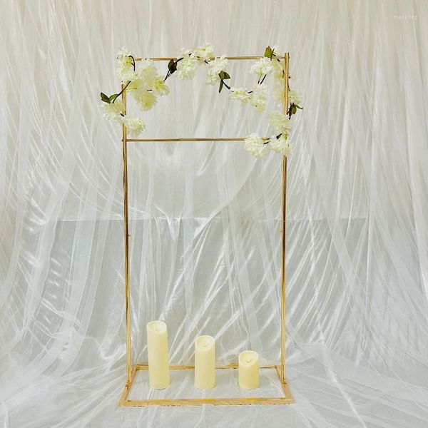 Decoração de festa Espelho brilhante mesa de casamento de ouro Ceterpieces Sinal de boas-vindas Rack Suporte de flores Suporte de vela Arco floral Cenários