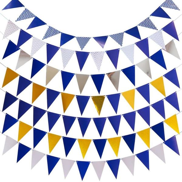 Decoração de festa 12 bandeiras 17 cm colorido guirlandas de banner azul aniversário bandeirola para chá de bebê guirlanda de casamento suprimentos