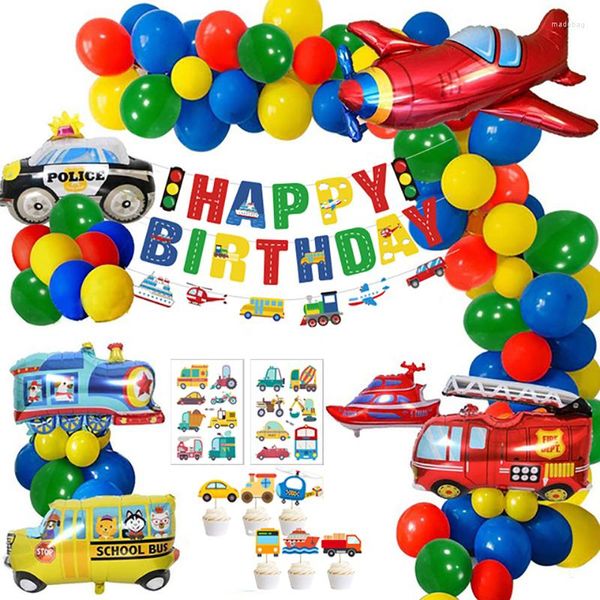 Party Dekoration Transport Ballon Geburtstag Auto Flugzeug Feuer Lkw Luftballons Für Jungen Transport Fahrzeuge Cartoon Spielzeug Arche Ballon