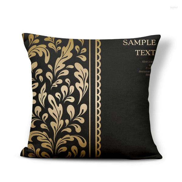 Kissen Retro Kreis Text Schmetterling Papierschnitt Schwarz Gold Bezug Wohnzimmer Deko Stoff Sofa 45-45cm