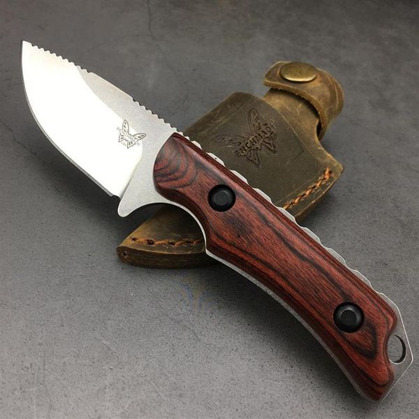 Benchmade Hunt Hidden Canyon Hunter Fixed Blade Knife 2 79 S30V Drop Point stabilisierte Holzgriffe Lederscheide – 15017232n