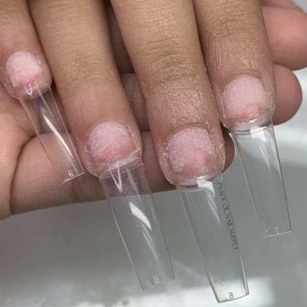 Valse nagels Taps toelopende doodskist Gebogen Valse nageltips Half omhulsel Frans acryl verlengsysteem Valse nagels Manicure Salonvoorraad 500 stks 230609