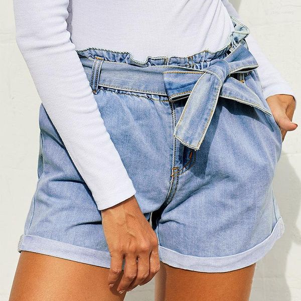 Jeans Feminino Shorts Denim Azul Cintura Alta Curto Verão Solto Fino Tamanho Grande Algodão Feminino XXL Meninas Streetwear