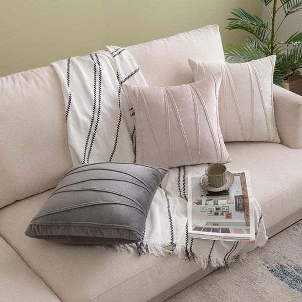 Fodera per cuscino in velluto rosa grigio per divano soggiorno 45 Cuscini decorativi nordici Decorazioni per la casa